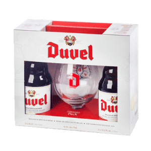 duvel beer gift set red and white