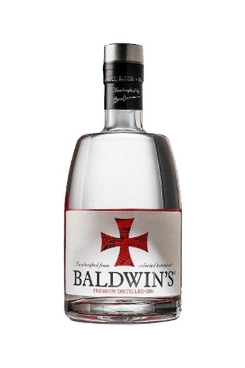 baldwin's gin bottle red and white label