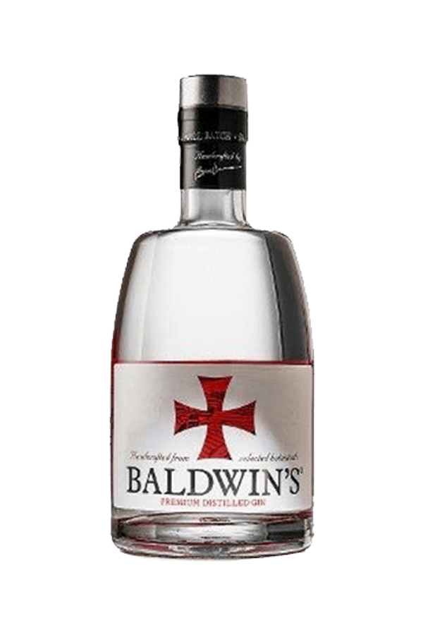 baldwin's gin bottle red and white label