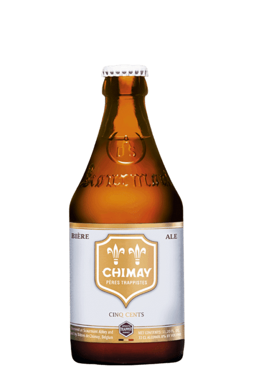 chimay white beer bottle