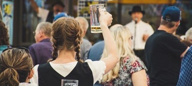 People at Oktoberfest beer festival