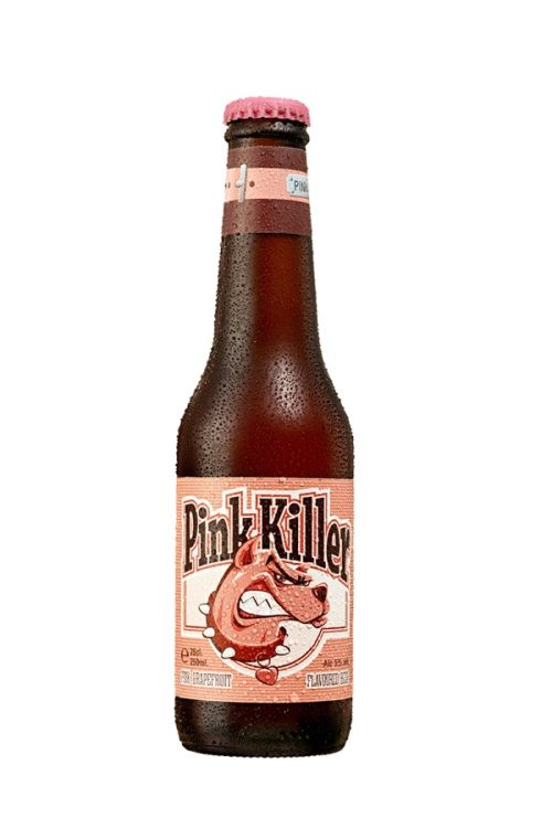 pink killer beer bottle