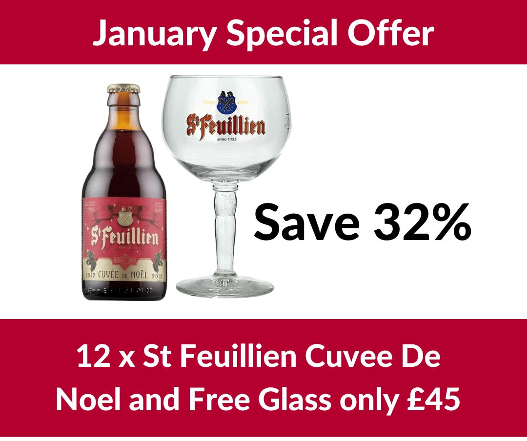 January Offer 12 x St Feuillien Cuvee de Noel free Glass feature
