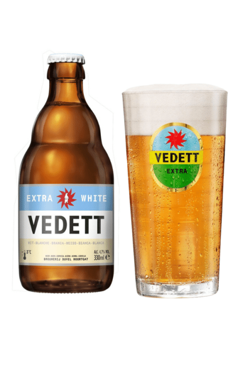 Vedett White and beer glass
