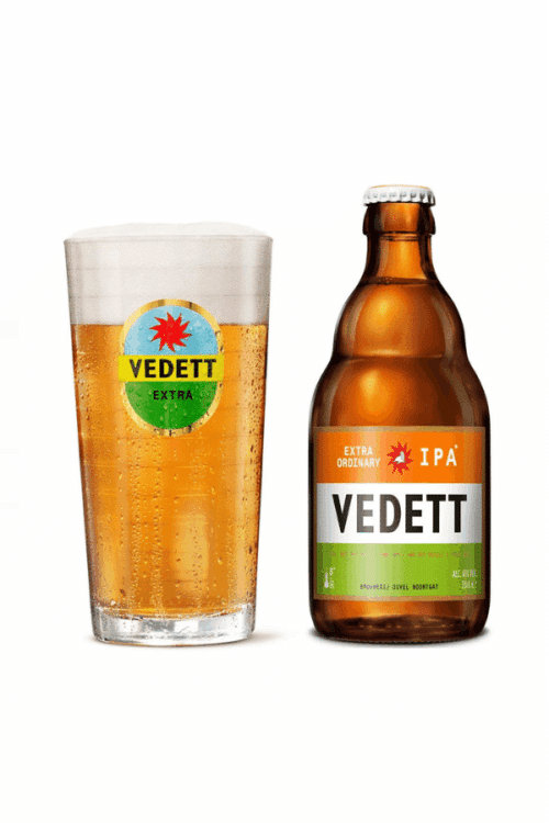 Vedett IPA Belgian Beer and Glass