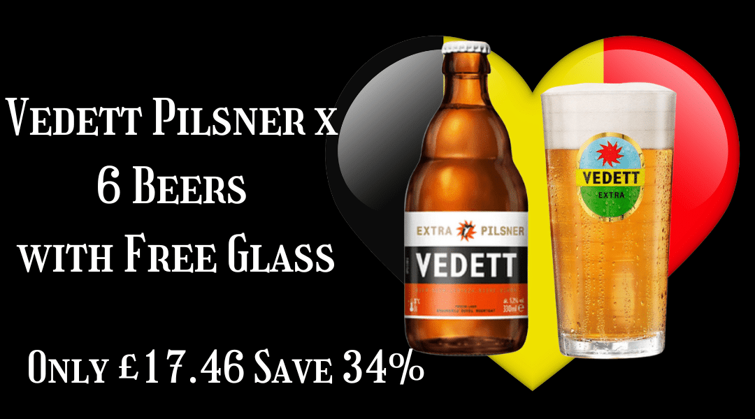 Vedett Belgian beer and free glass offer