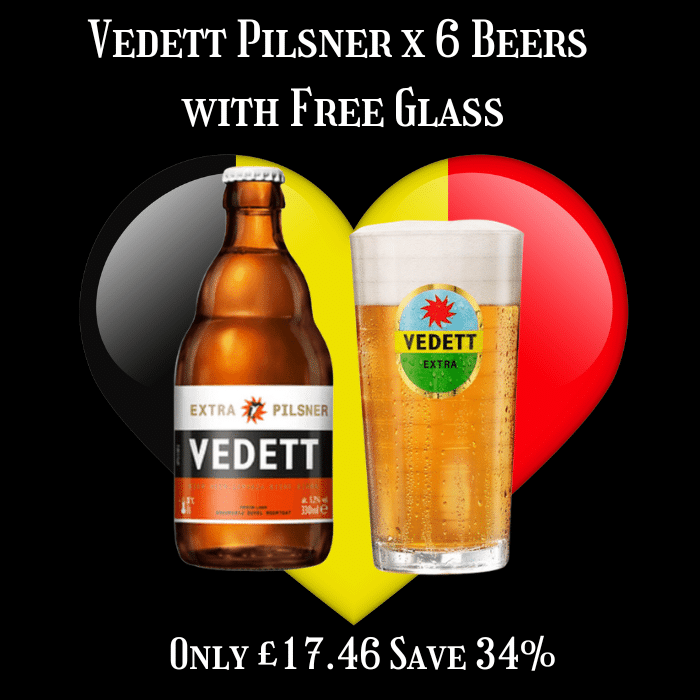 Vedett Belgian Beer and Free Glass offer